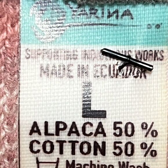 Yarina Handmade in Equador Grey Pink Alpaca Blend Sweater Womens L - Picture 8 of 8